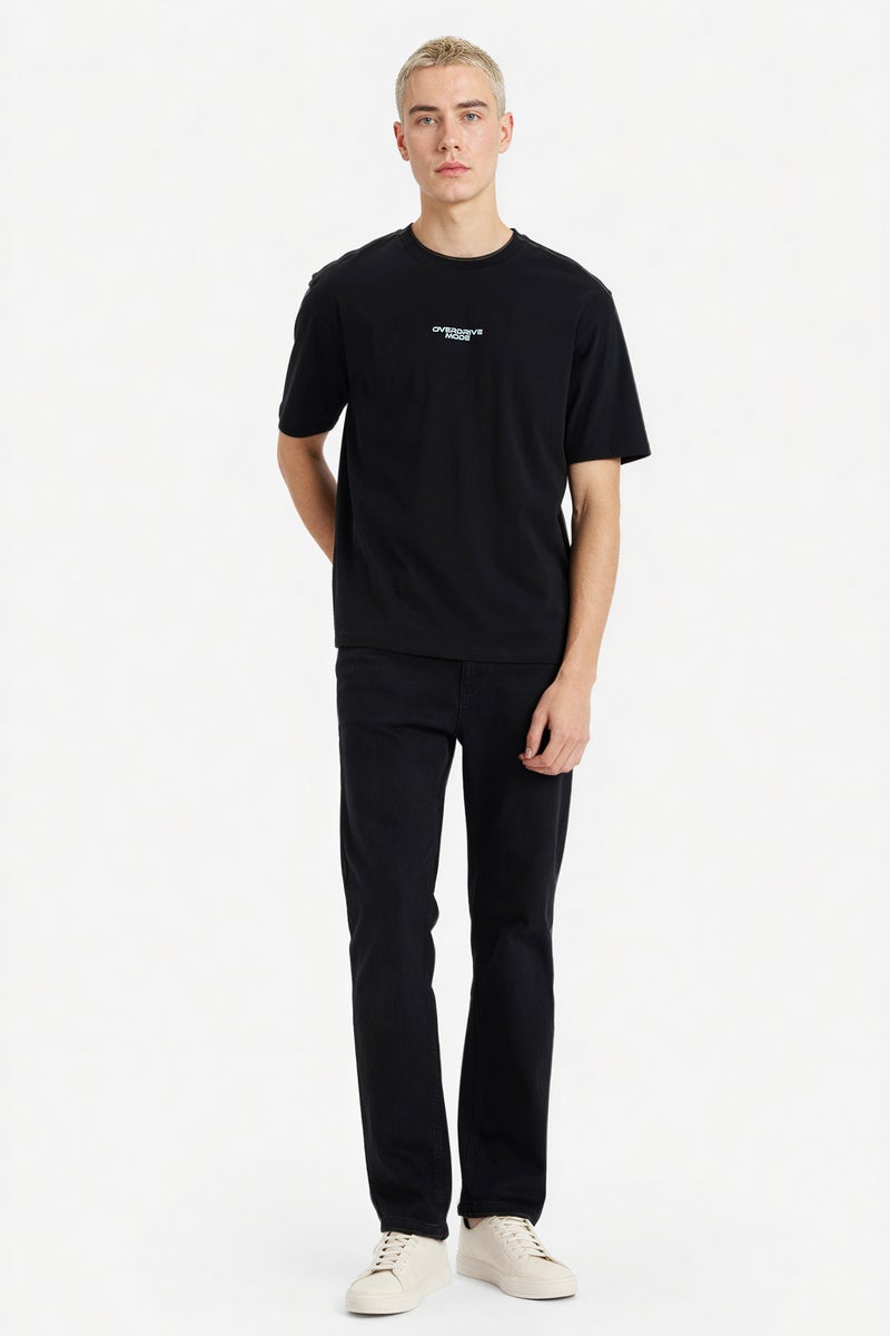 DeFacto Black Man Boxy Fit Crew Neck Short Sleeve T-Shirt Casual - Image 2